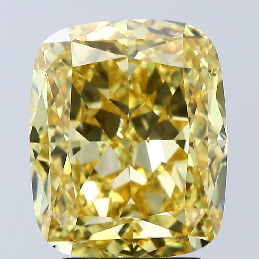 4.05 Ct. Fancy Vivid Yellow Cushion Lab Grown Diamond