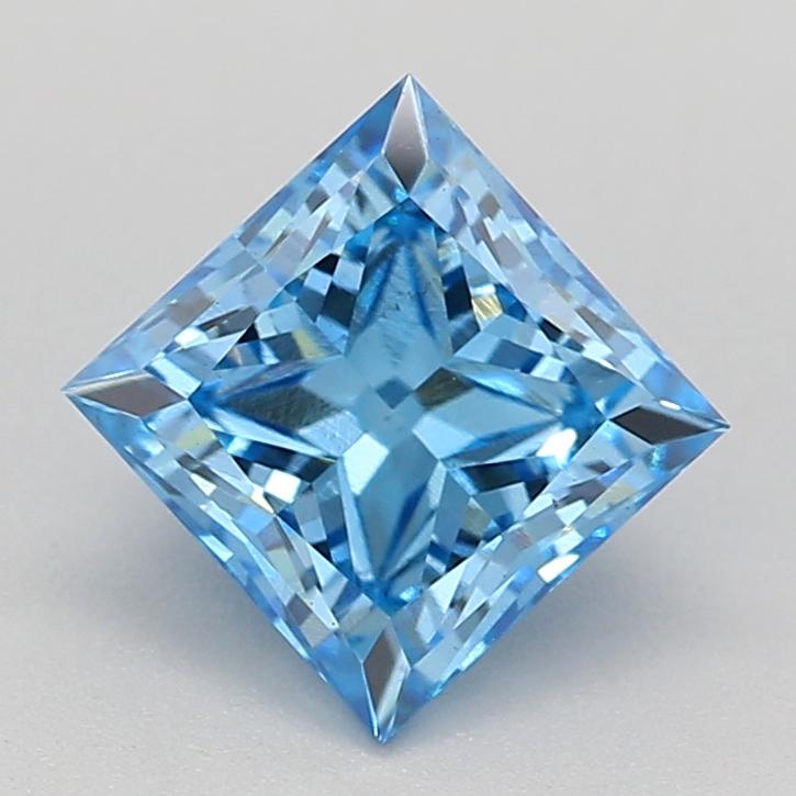 0.91 Ct. Fancy Vivid  Blue Princess Lab Grown Diamond
