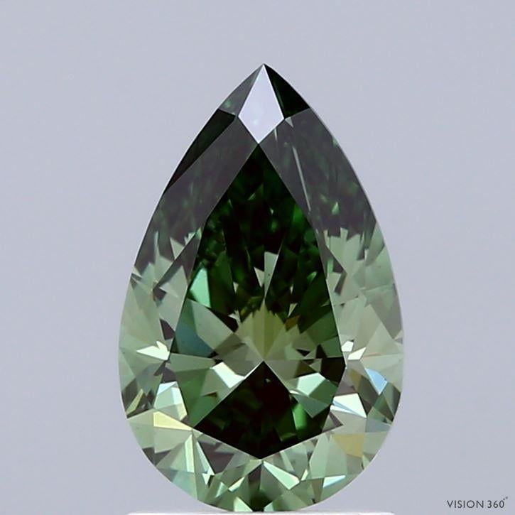 1.50 Ct. Fancy Vivid  Green Pear Lab Grown Diamond