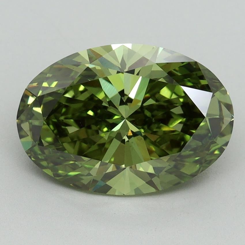 3.02 Ct. Fancy Vivid Green Oval Lab Grown Diamond