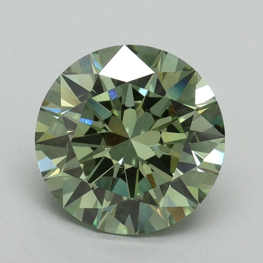 3.01 Ct. Fancy Vivid Green Round Lab Grown Diamond