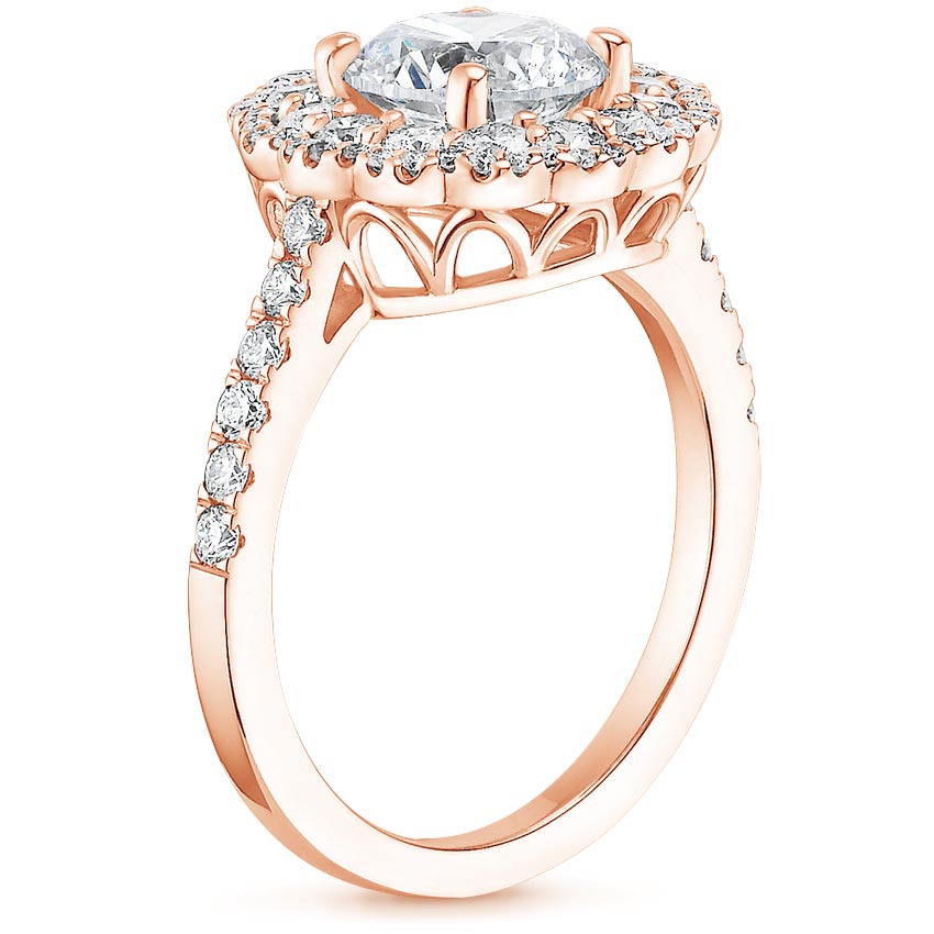 14K Rose Gold Rosa Diamond Ring, large side view