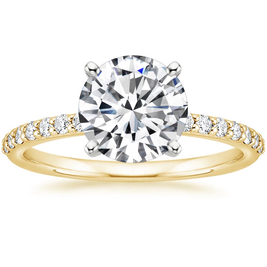 18K Yellow Gold Petite Shared Prong Diamond Ring (1/4 ct. tw.), large top view