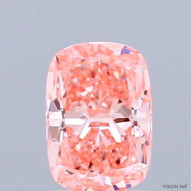 1.35 Ct. Fancy Vivid Pink Cushion Lab Grown Diamond