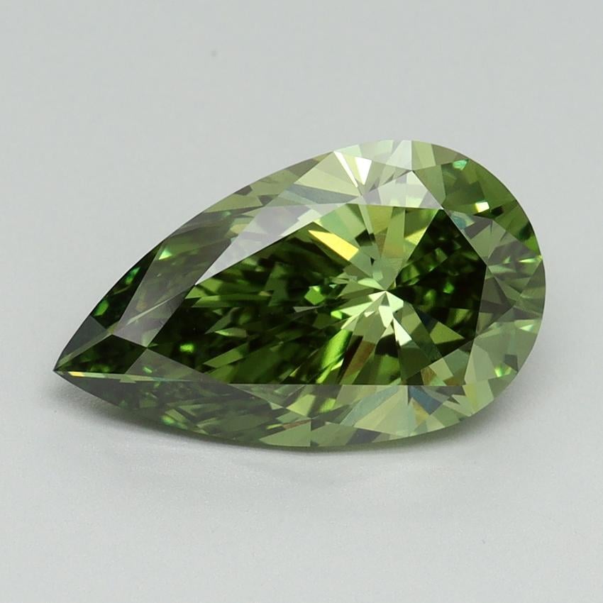2.60 Ct. Fancy Vivid Green Pear Lab Grown Diamond