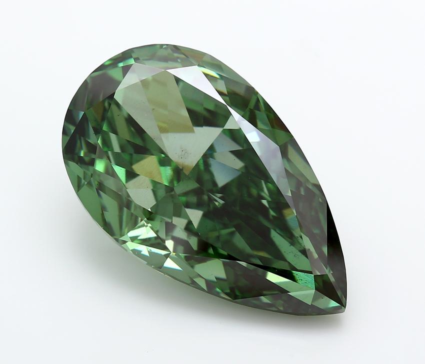 20.10 Ct. Fancy Vivid Green Pear Lab Grown Diamond