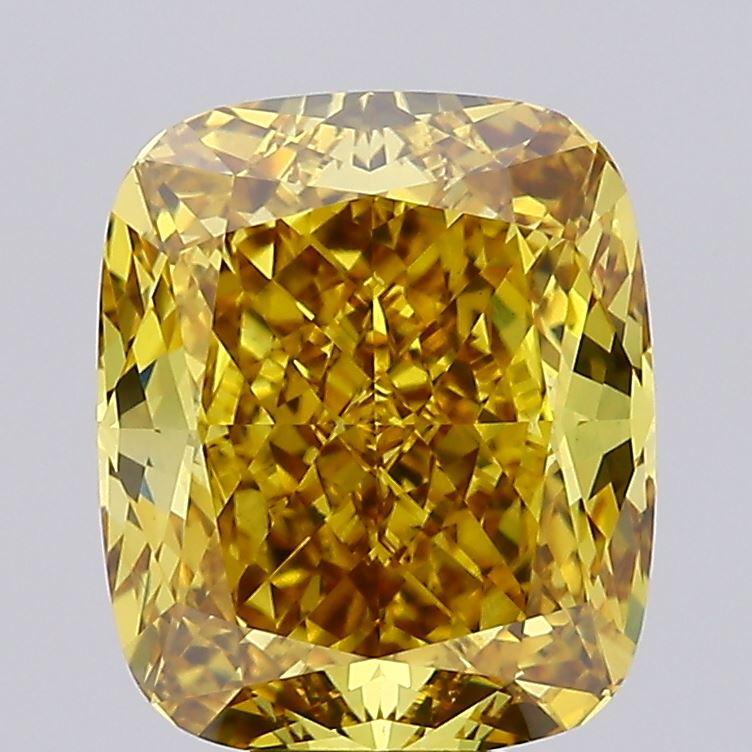 8.07 Ct. Fancy Vivid Yellow Cushion Lab Grown Diamond