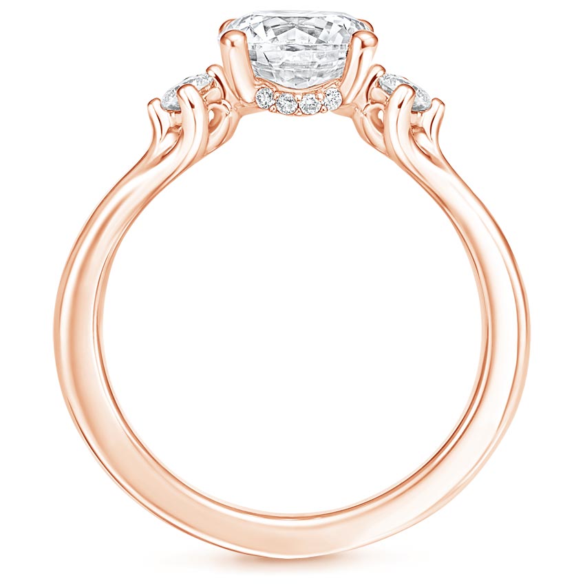 14K Rose Gold Three Stone Floating Diamond Ring, large additional view 1