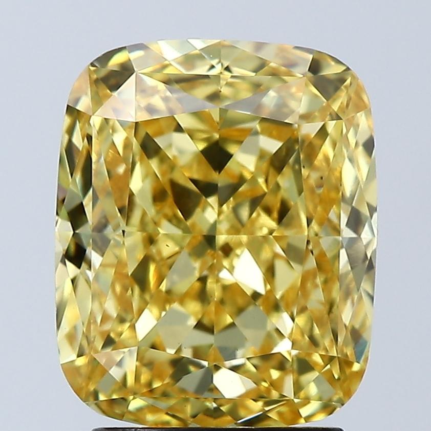 3.02 Ct. Fancy Vivid Yellow Cushion Lab Grown Diamond