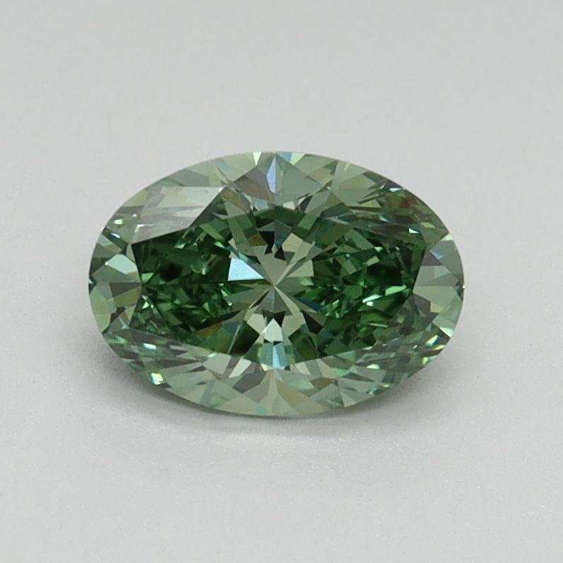 0.79 Ct. Fancy Vivid Green Oval Lab Grown Diamond