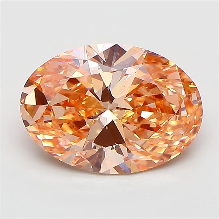 3.09 Ct. Fancy Vivid Pink Orange Oval Lab Grown Diamond