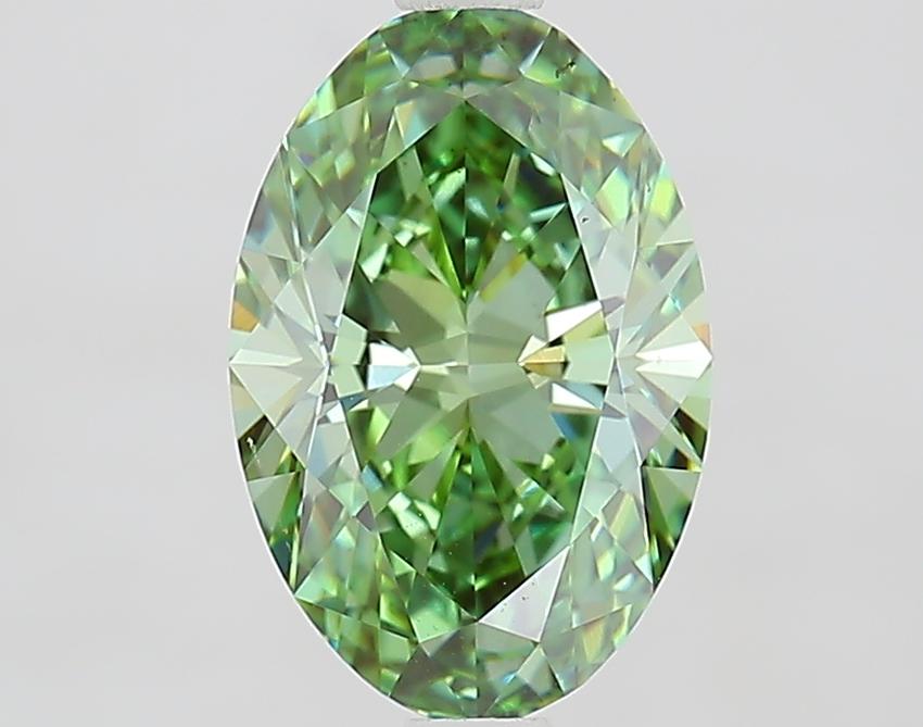 2.10 Ct. Fancy Vivid Green Oval Lab Grown Diamond