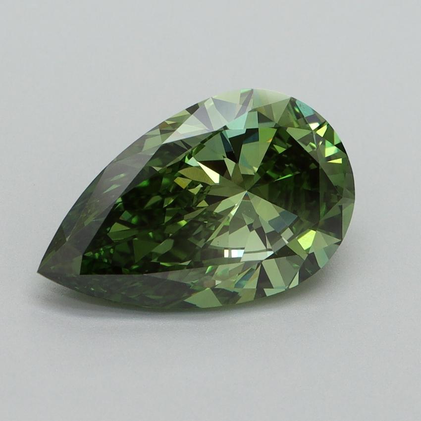 3.01 Ct. Fancy Vivid Green Pear Lab Grown Diamond