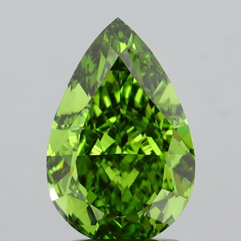 2.00 Ct. Fancy Vivid Green Pear Lab Grown Diamond