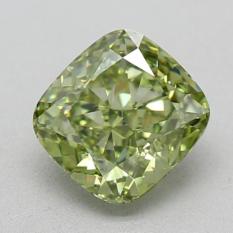 1.02 Ct. Fancy Vivid Green Cushion Lab Grown Diamond