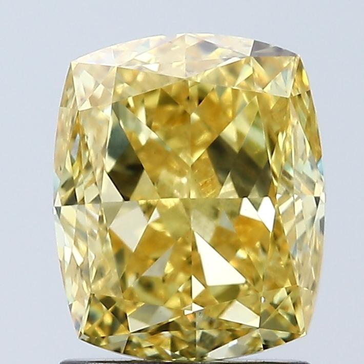 2.04 Ct. Fancy Vivid Yellow Cushion Lab Grown Diamond