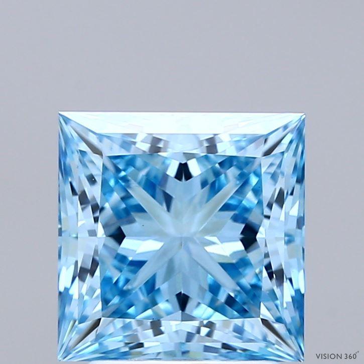 2.71 Ct. Fancy Vivid Blue Princess Lab Grown Diamond