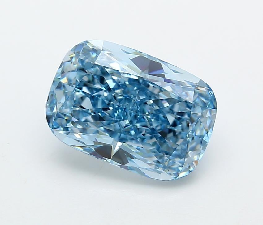 5.17 Ct. Fancy Vivid  Blue Cushion Lab Grown Diamond