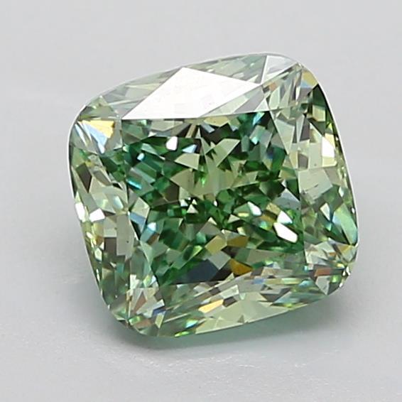 3.01 Ct. Fancy Vivid  Green Cushion Lab Grown Diamond