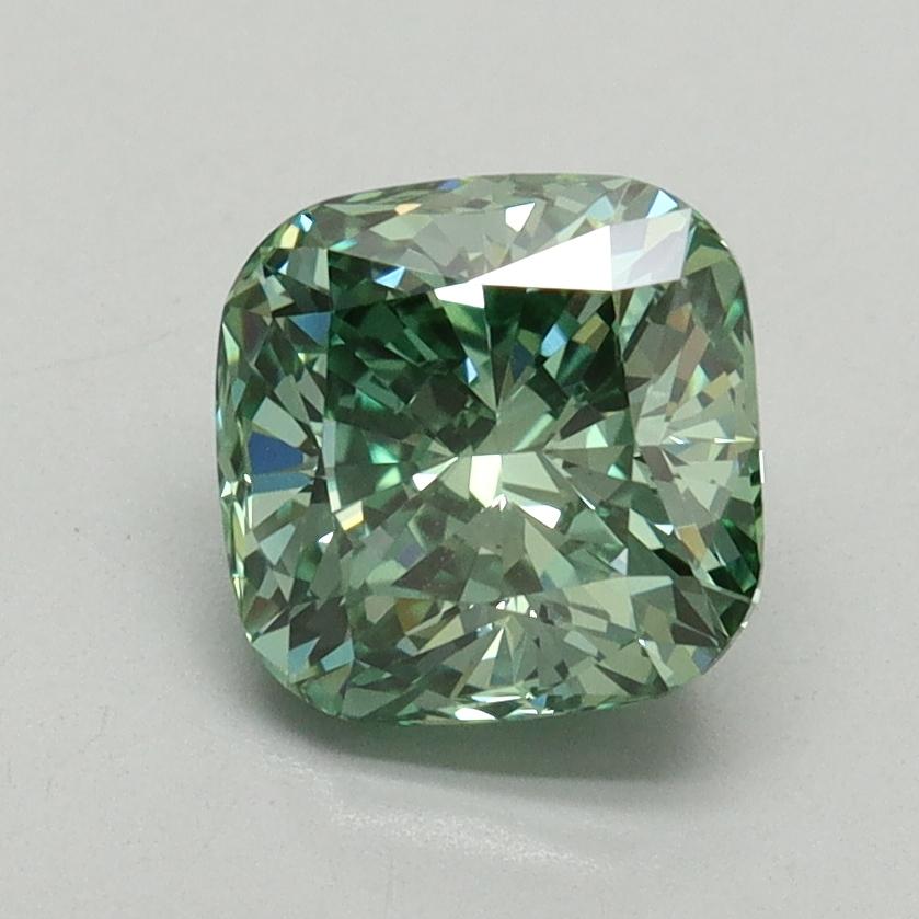 1.66 Ct. Fancy Vivid Pacific Green Cushion Lab Grown Diamond