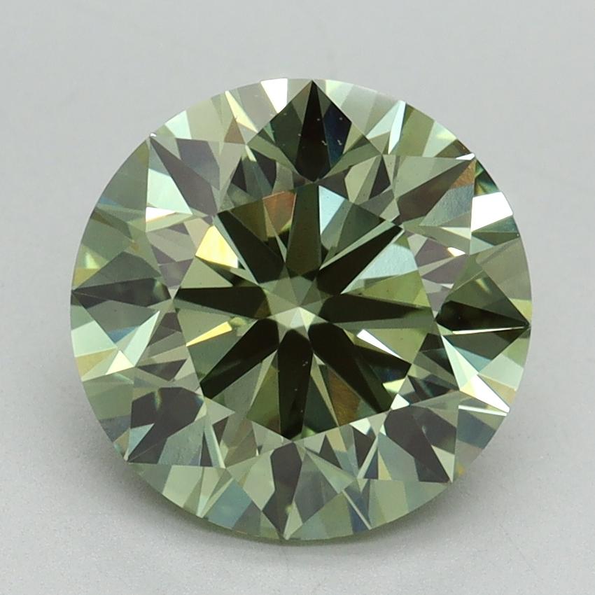 3.22 Ct. Fancy Vivid Green Round Lab Grown Diamond