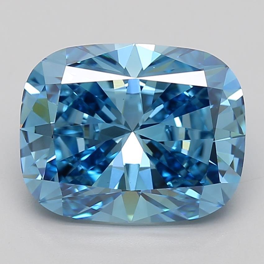 4.08 Ct. Fancy Vivid Blue Cushion Lab Grown Diamond