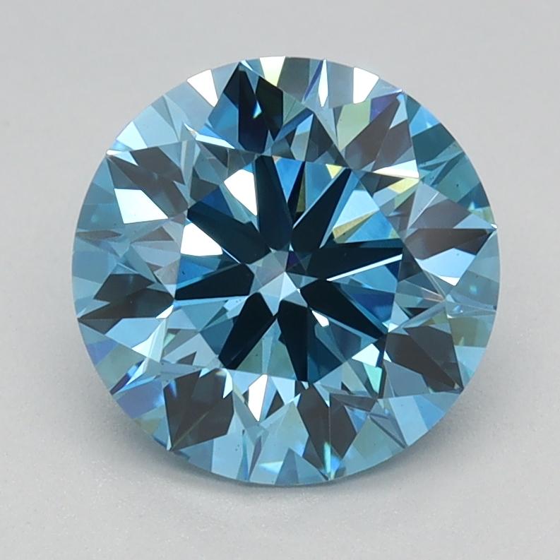 1.71 Ct. Fancy Vivid Blue Round Lab Grown Diamond