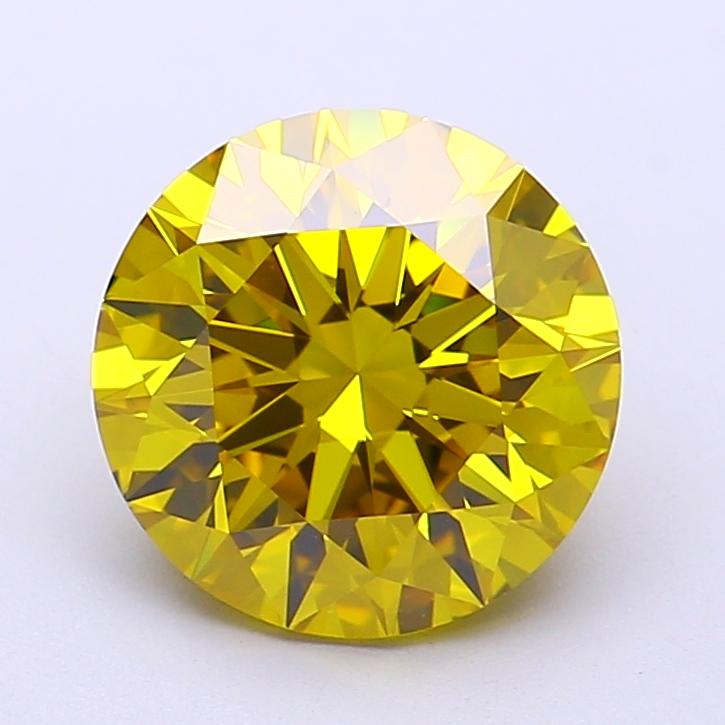3.05 Ct. Fancy Vivid  Yellow Round Lab Grown Diamond