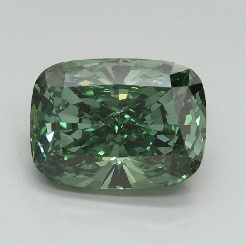 1.54 Ct. Fancy Vivid Green Cushion Lab Grown Diamond