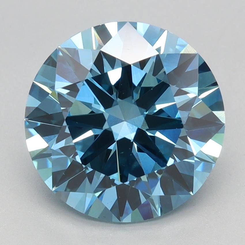 2.81 Ct. Fancy Vivid Blue Round Lab Grown Diamond