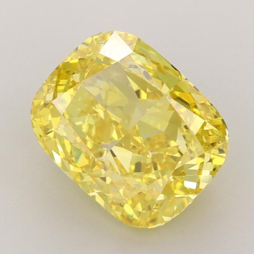 3.64 Ct. Fancy Vivid  Yellow Cushion Lab Grown Diamond