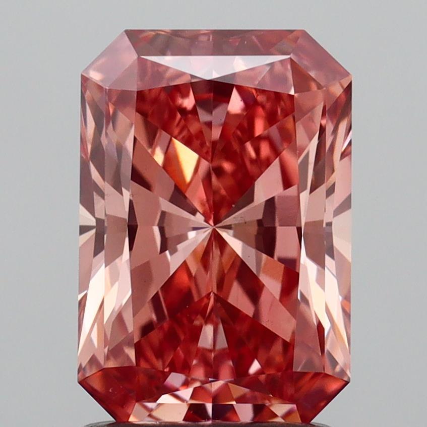 1.57 Ct. Fancy Vivid Brownish Pink Radiant Lab Grown Diamond