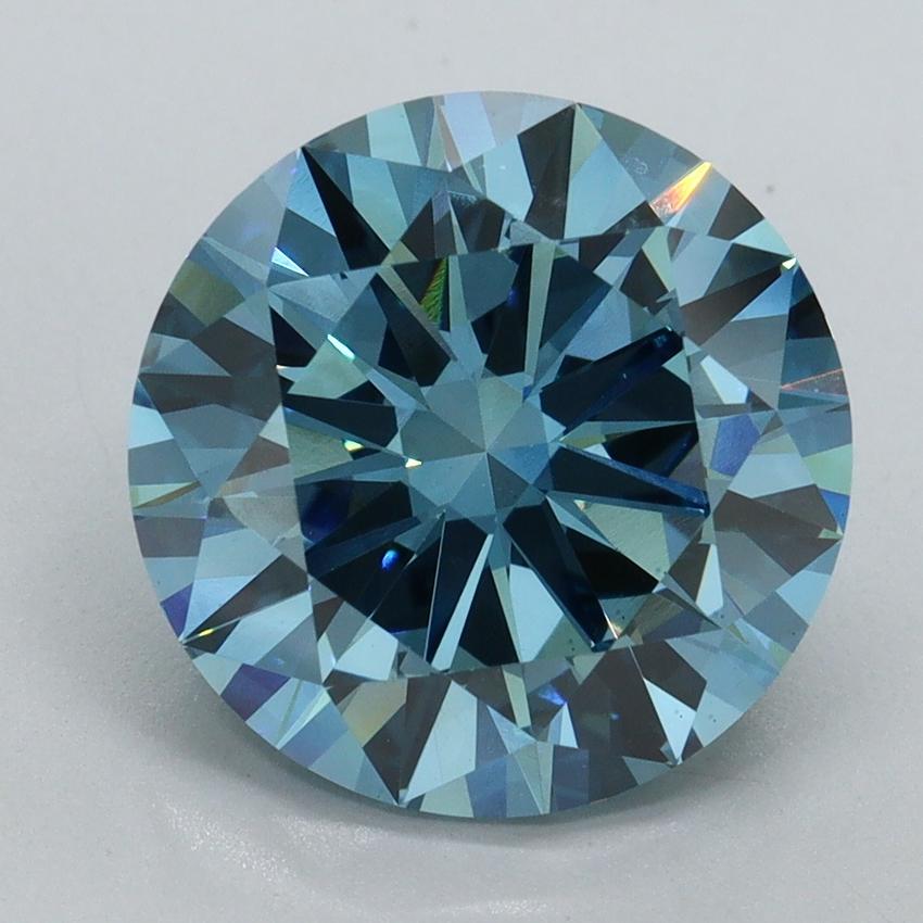 5.15 Ct. Fancy Vivid Malibu Blue Round Lab Grown Diamond