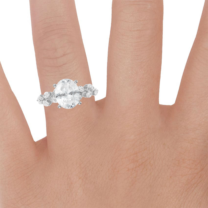 Platinum Amaranta Diamond Ring (1/2 ct. tw.), large zoomed in top view on a hand