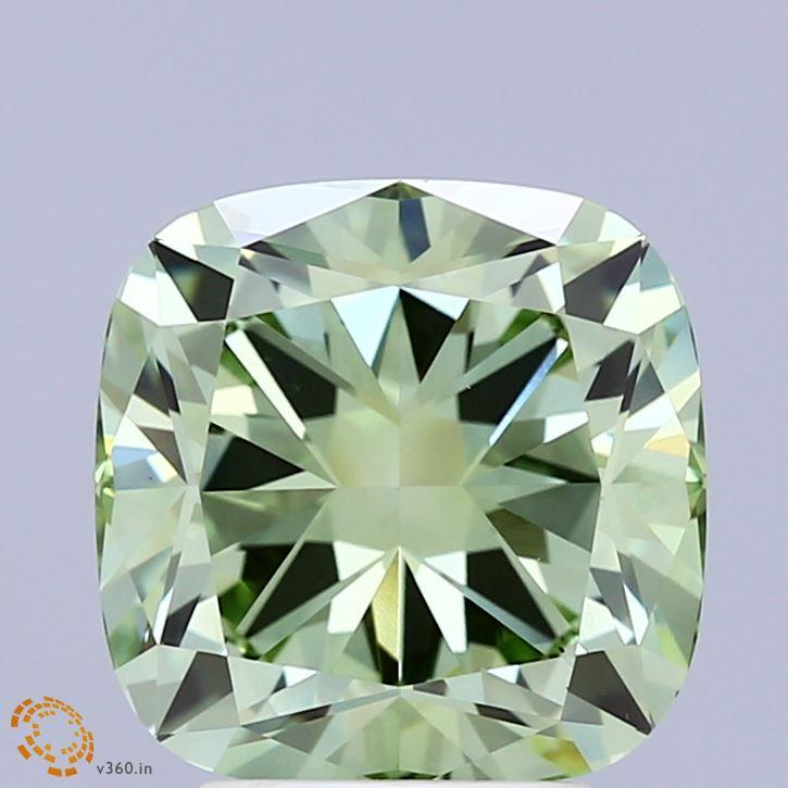 4.00 Ct. Fancy Vivid Green Cushion Lab Grown Diamond