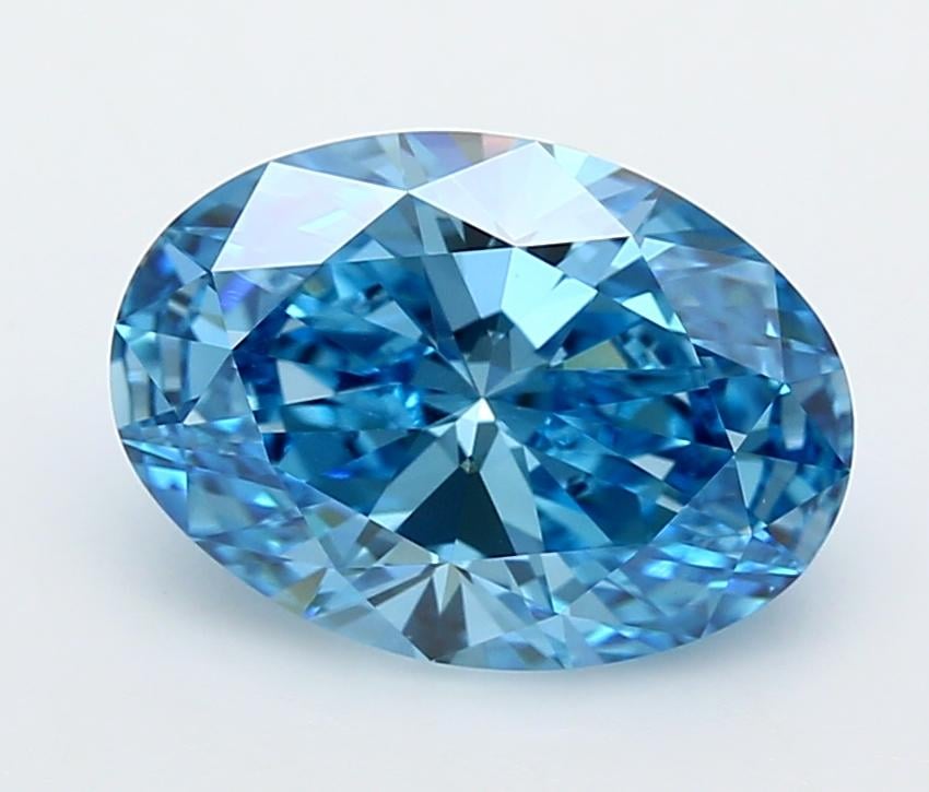 3.12 Ct. Fancy Vivid  Blue Oval Lab Grown Diamond