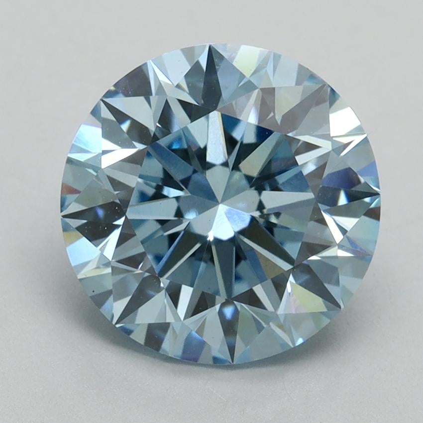 3.55 Ct. Fancy Vivid Blue Round Lab Grown Diamond