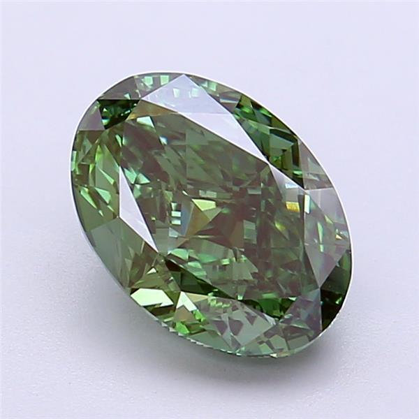 2.52 Ct. Fancy Vivid  Green Oval Lab Grown Diamond