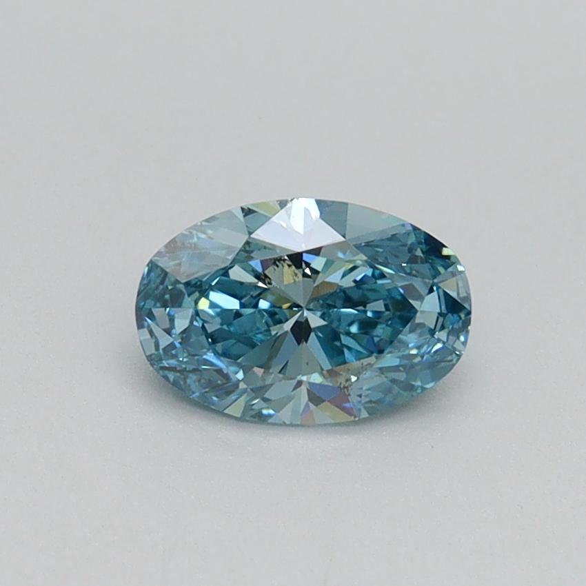 0.59 Ct. Fancy Vivid Greenish Blue Oval Lab Grown Diamond