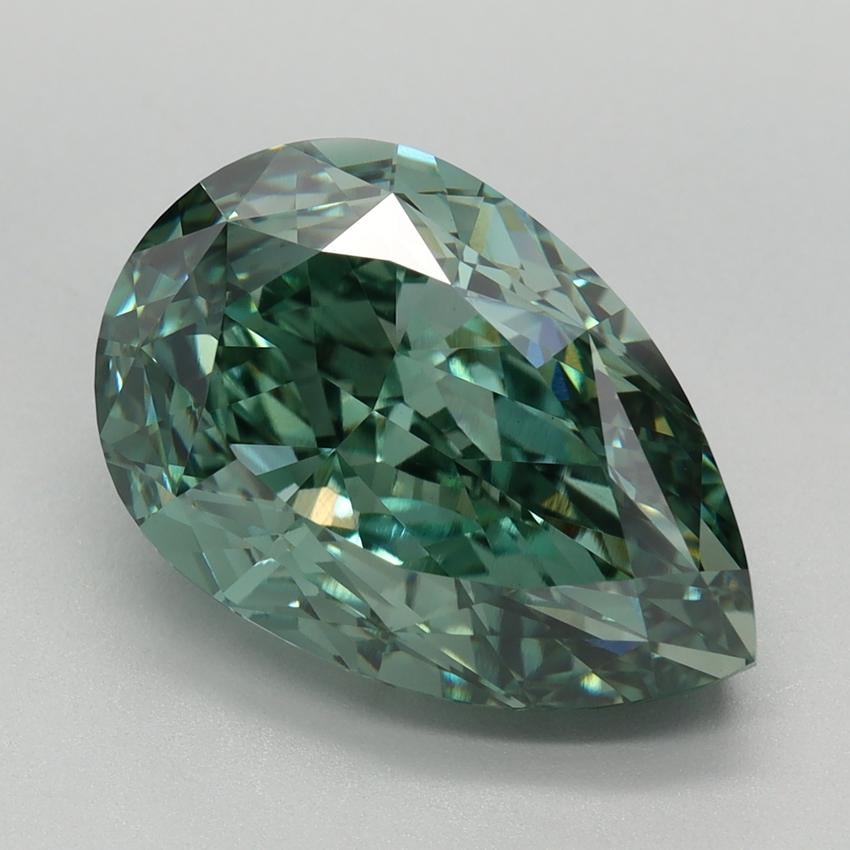 6.01 Ct. Fancy Vivid Green Pear Lab Grown Diamond