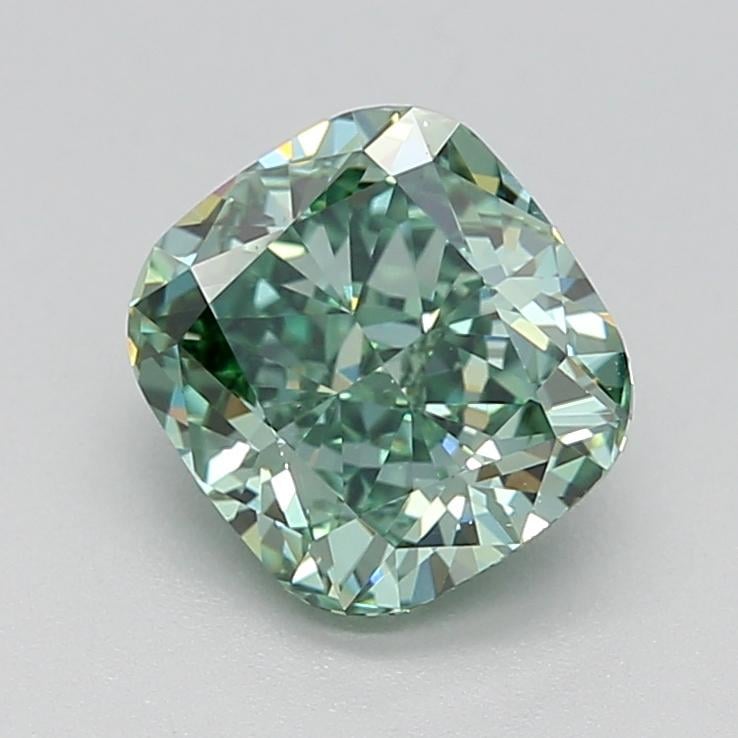 1.21 Ct. Fancy Vivid  Green Cushion Lab Grown Diamond
