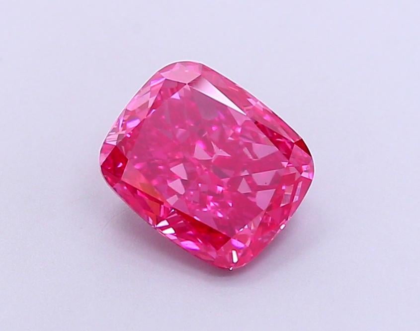1.58 Ct. Fancy Vivid  Pink Cushion Lab Grown Diamond