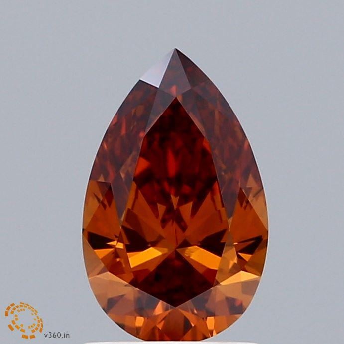1.01 Ct. Fancy Deep  Orange Pear Lab Grown Diamond