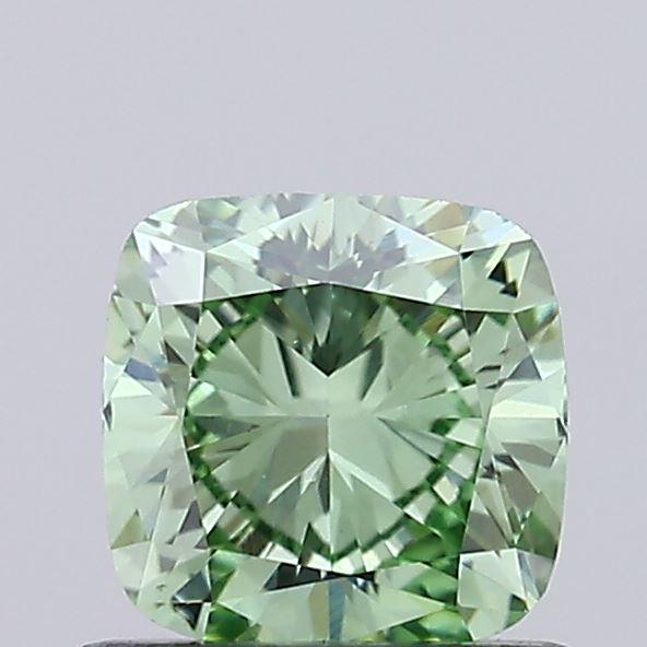 0.76 Ct. Fancy Vivid Green Cushion Lab Grown Diamond