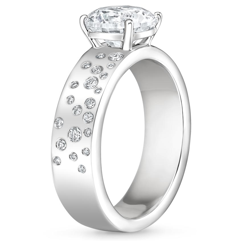 18K White Gold Cascade Diamond Ring, large side view