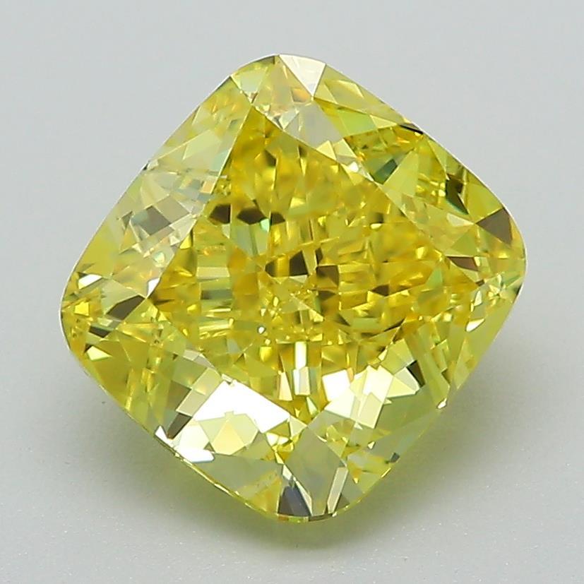 3.00 Ct. Fancy Vivid Yellow Cushion Lab Grown Diamond