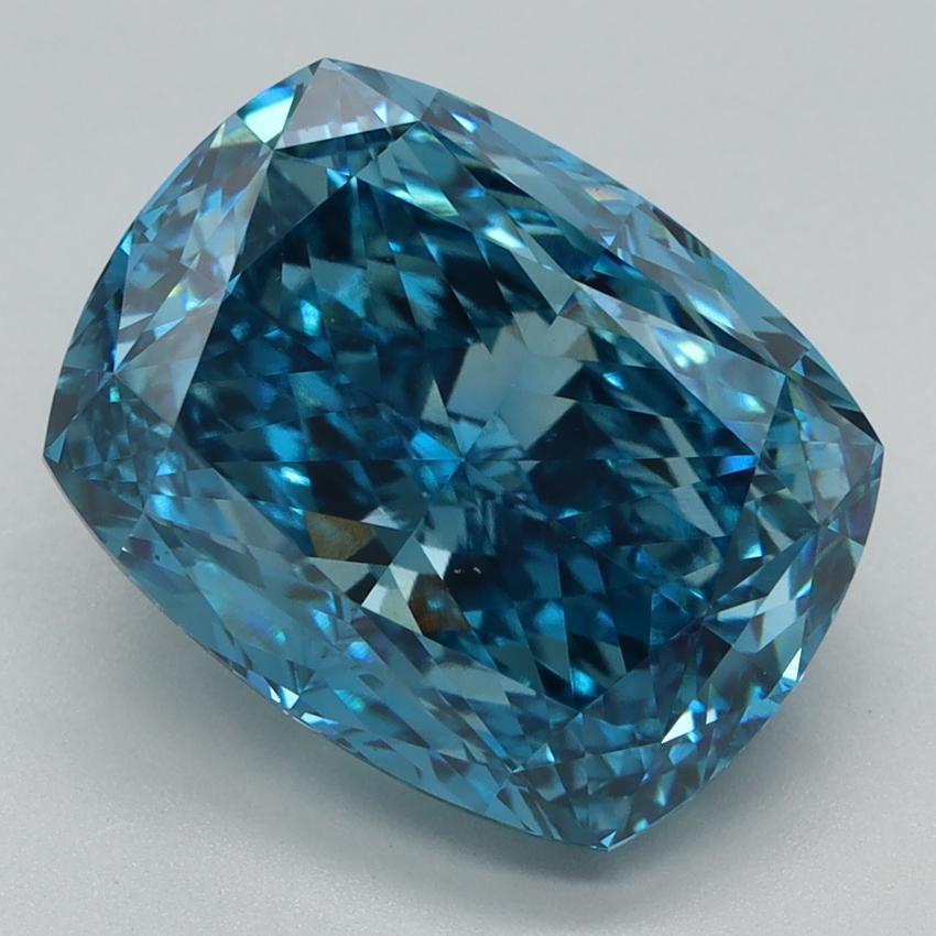 5.21 Ct. Fancy Vivid Blue Cushion Lab Grown Diamond