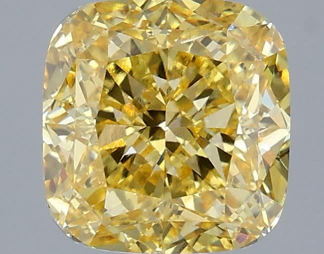 3.07 Ct. Fancy Vivid Yellow Cushion Lab Grown Diamond