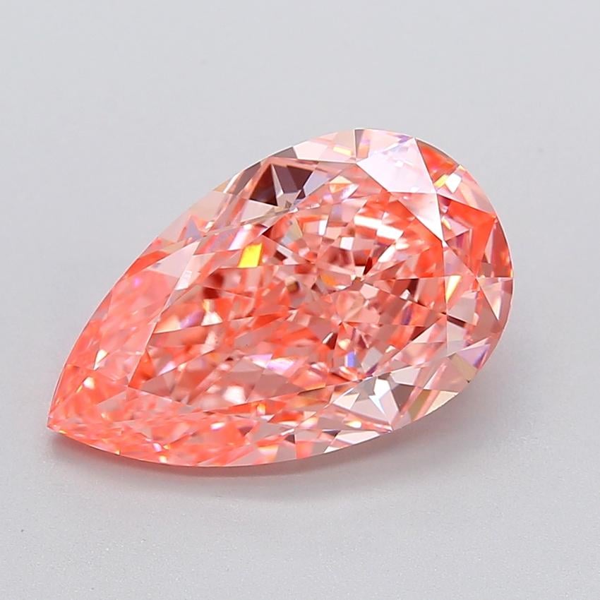 6.08 Ct. Fancy Vivid  Pink Pear Lab Grown Diamond
