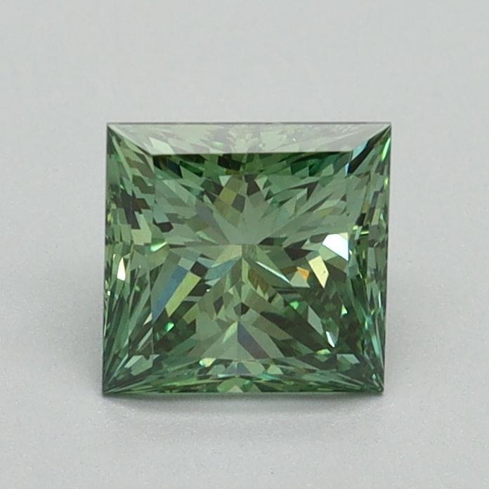 0.90 Ct. Fancy Vivid Green Princess Lab Grown Diamond